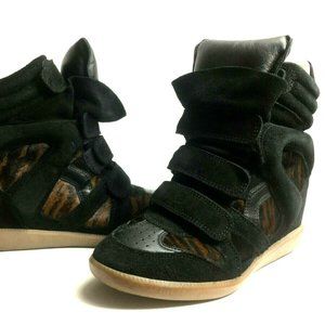 Bekett Over Basket Wedge Sneakers Calf Velvet Lamb